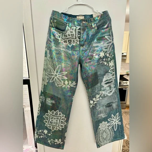 Free People We The Free Tinsley Printed High-Rise Illusions Jeans NWOT SIZE 29 - Picture 5 of 6